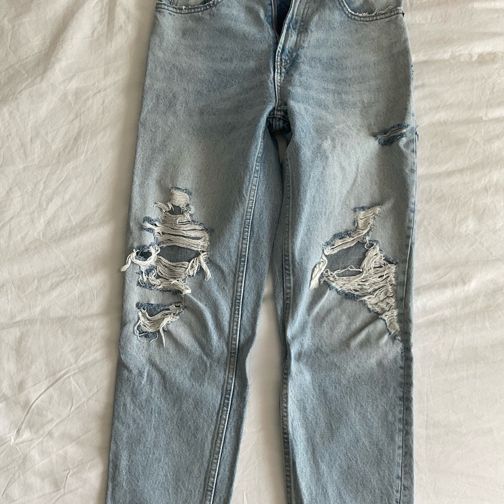 Zara Light Blue High Rise Mom Jeans